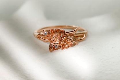 Birth Month Birth Flower Ring with CZ Diamond