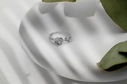 Birth Month Birth Flower Ring with CZ Diamond