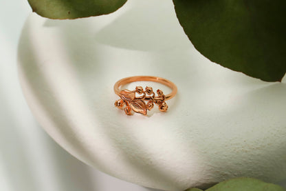 Birth Month Birth Flower Ring with CZ Diamond