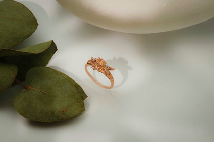 Birth Month Birth Flower Ring with CZ Diamond