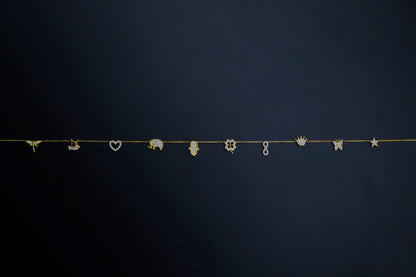 Dainty Initial Pave Necklace with Diamond Heart - Silvergoldandrose