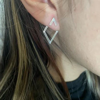 Elysian Rhombus Ear Jacket Earrings | Dazzling Geometric Design for Effortless Elegance - Silvergoldandrose