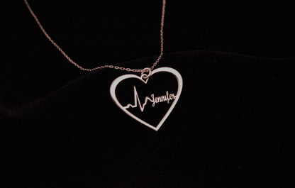 Personalized Actual Heartbeat Necklace, 8K Solid (Real) Gold Memorial EKG Necklace, Custom Heartbeat Necklace by NecklaceDreamWorld - silvergoldandrose
