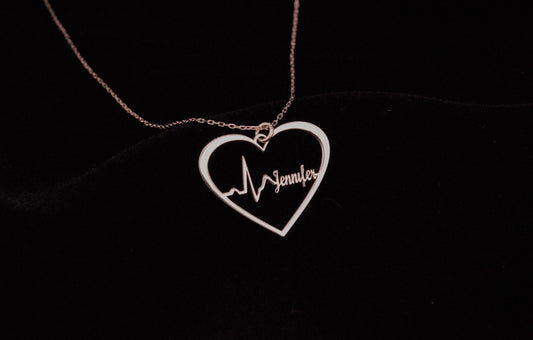 Personalized Actual Heartbeat Necklace, 8K Solid (Real) Gold Memorial EKG Necklace, Custom Heartbeat Necklace by NecklaceDreamWorld - silvergoldandrose