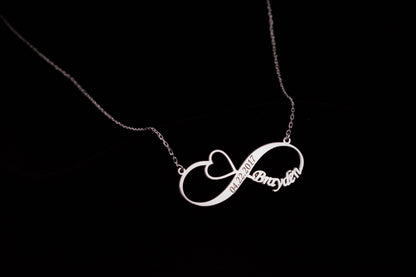 Handmade Infinity Name Necklace • Name Necklace With Heart • Infinity Necklace With Heart • Personalized Necklace • Love Necklace - silvergoldandrose