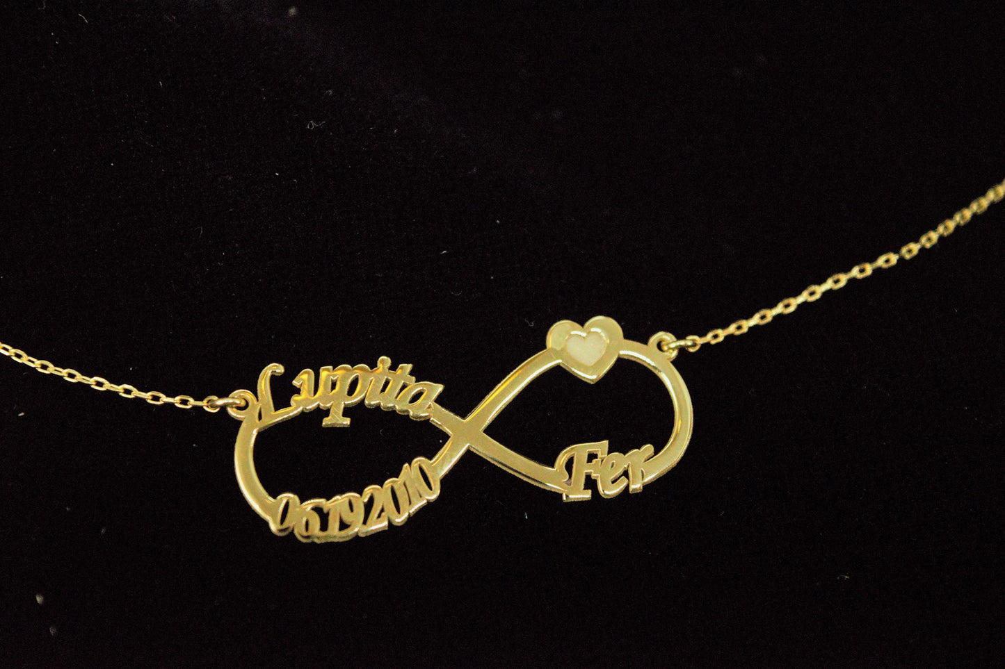 Infinity Name Necklace, Personalized Infinity Necklace, Infinity Necklace with Names, Infinity Necklace with Heart, Infinity Necklace Gold - silvergoldandrose