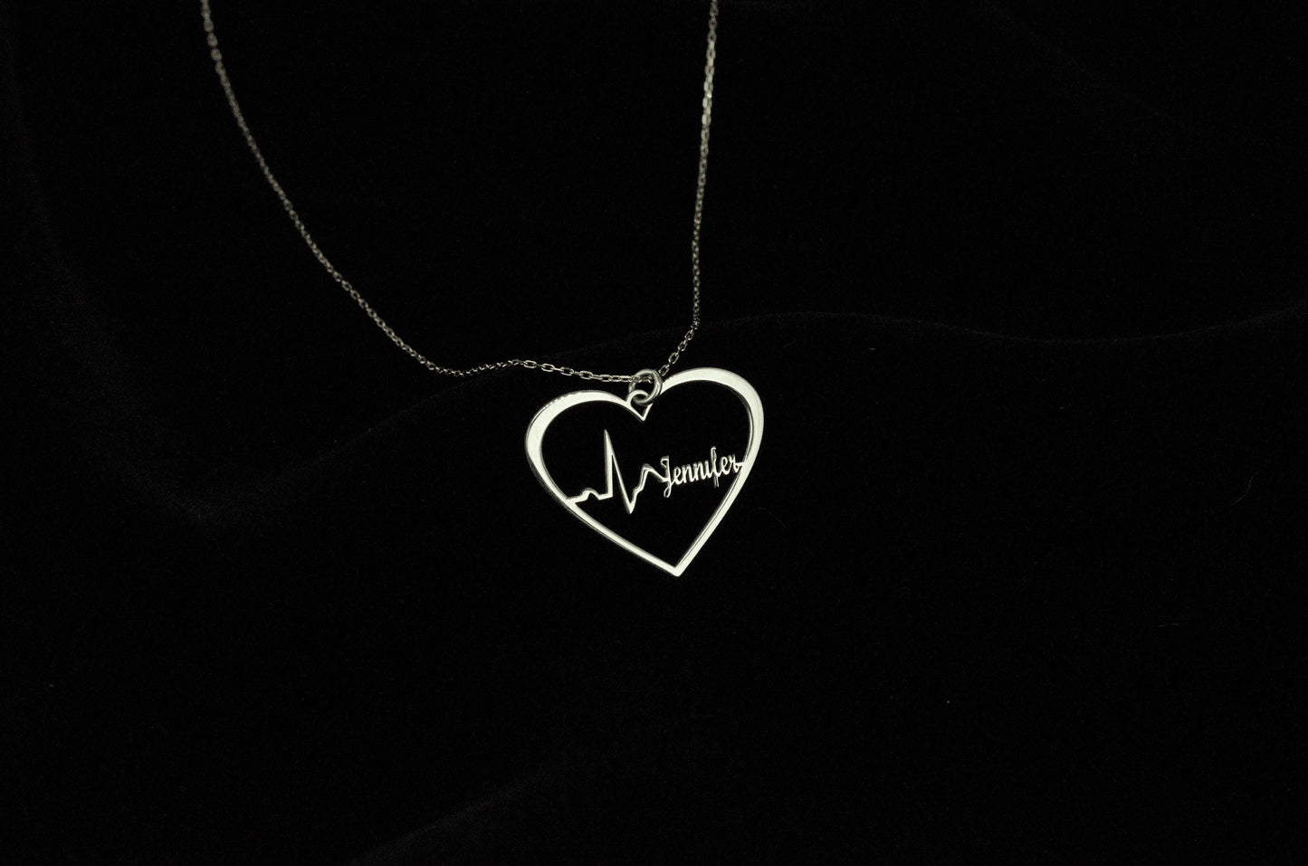 Personalized Actual Heartbeat Necklace, 8K Solid (Real) Gold Memorial EKG Necklace, Custom Heartbeat Necklace by NecklaceDreamWorld - silvergoldandrose