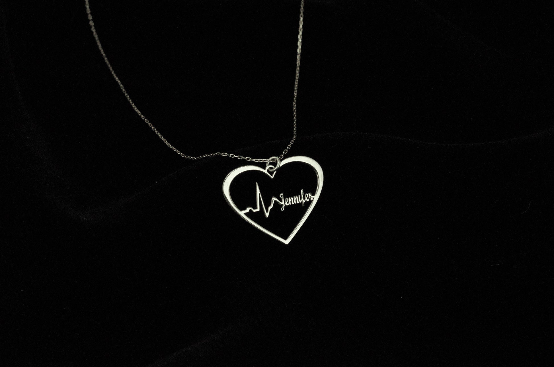 Personalized Actual Heartbeat Necklace, 8K Solid (Real) Gold Memorial EKG Necklace, Custom Heartbeat Necklace by NecklaceDreamWorld - silvergoldandrose