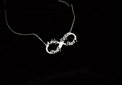 Personalized Infinity Name Necklace, Family Infinity Necklace, Infinity Necklace with Names,Silver Infinity Necklace, Gold Infinity Necklace - silvergoldandrose