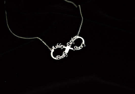 Personalized Infinity Name Necklace, Family Infinity Necklace, Infinity Necklace with Names,Silver Infinity Necklace, Gold Infinity Necklace - silvergoldandrose