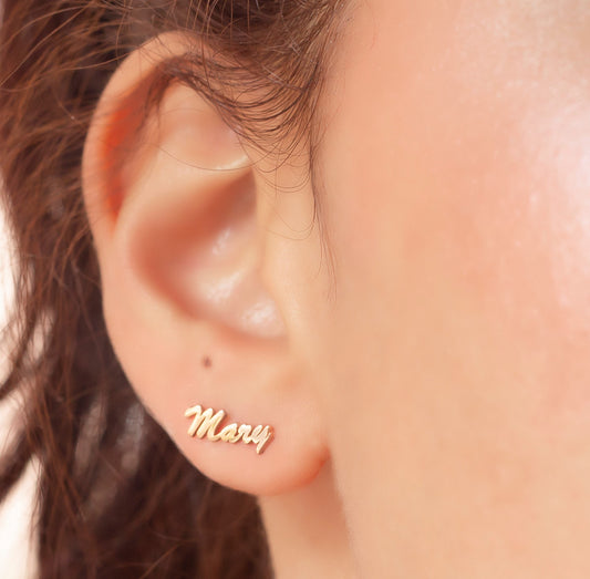 Custom Name Earrings, Personalized Earrings Silver, Stud Earrings, Name Earrings Solid Gold, Dainty Earrings Studs, Customized Gift for Her - silvergoldandrose