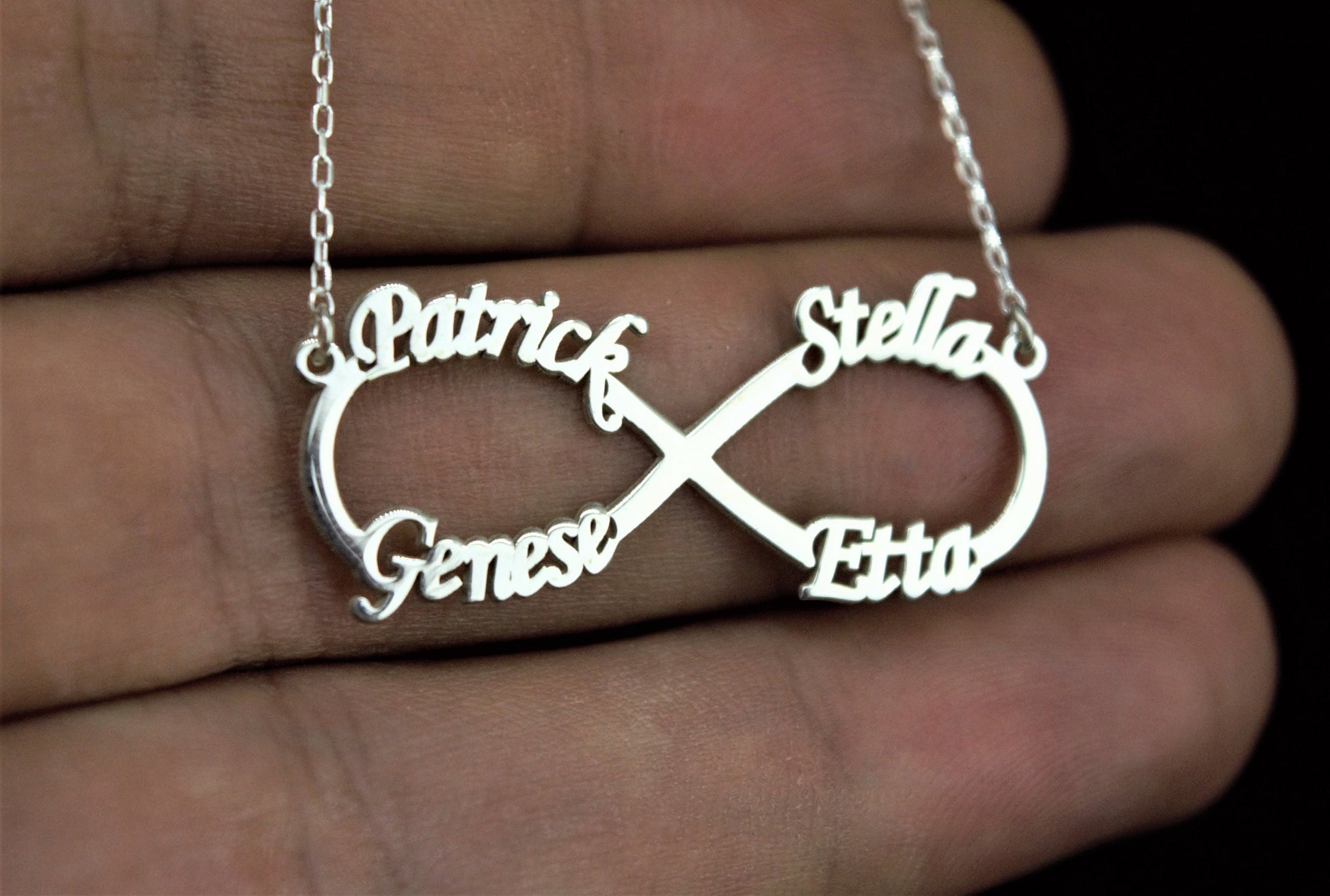 Personalized Infinity Name Necklace, Family Infinity Necklace, Infinity Necklace with Names,Silver Infinity Necklace, Gold Infinity Necklace - silvergoldandrose