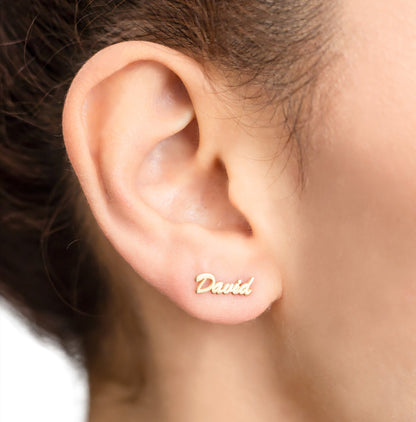 Custom Name Earrings, Personalized Earrings Silver, Stud Earrings, Name Earrings Solid Gold, Dainty Earrings Studs, Customized Gift for Her - silvergoldandrose