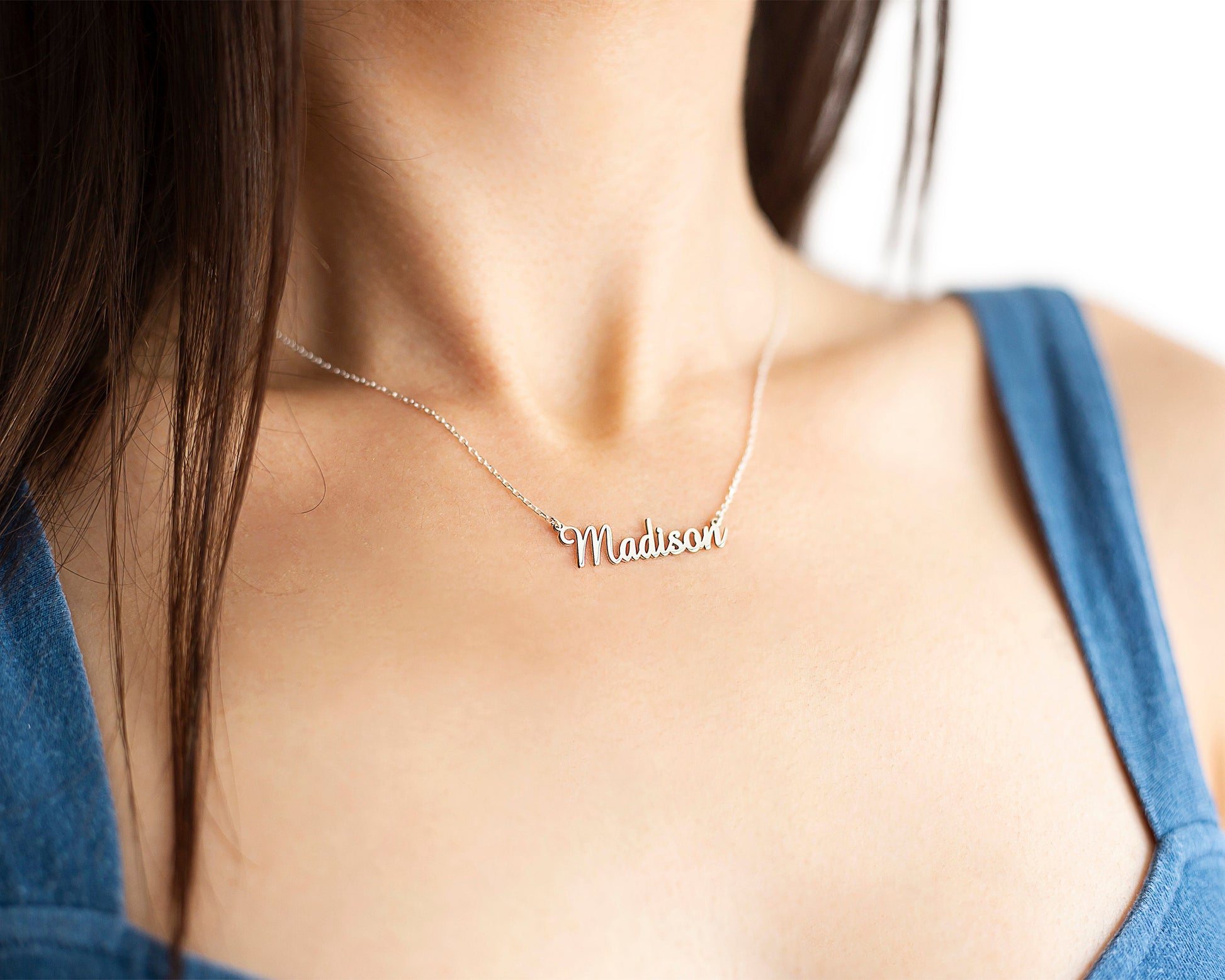 Handmade Personalized Couples Name Necklaces, Custom Name Jewelry with Birthstone add on, Tiny Name Necklace, Couple Necklace, Gift for Her - silvergoldandrose