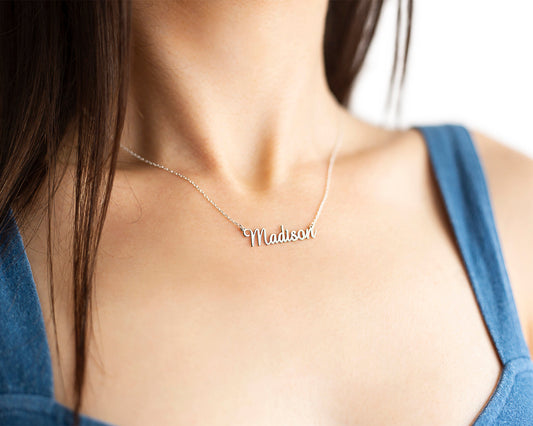 Handmade Personalized Couples Name Necklaces, Custom Name Jewelry with Birthstone add on, Tiny Name Necklace, Couple Necklace, Gift for Her - silvergoldandrose