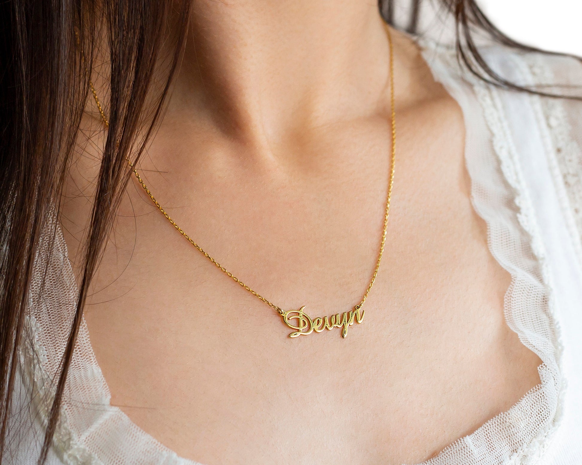 Handmade Personalized Couples Name Necklaces, Custom Name Jewelry with Birthstone add on, Tiny Name Necklace, Couple Necklace, Gift for Her - silvergoldandrose