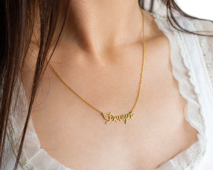 Handmade Personalized Couples Name Necklaces, Custom Name Jewelry with Birthstone add on, Tiny Name Necklace, Couple Necklace, Gift for Her - silvergoldandrose