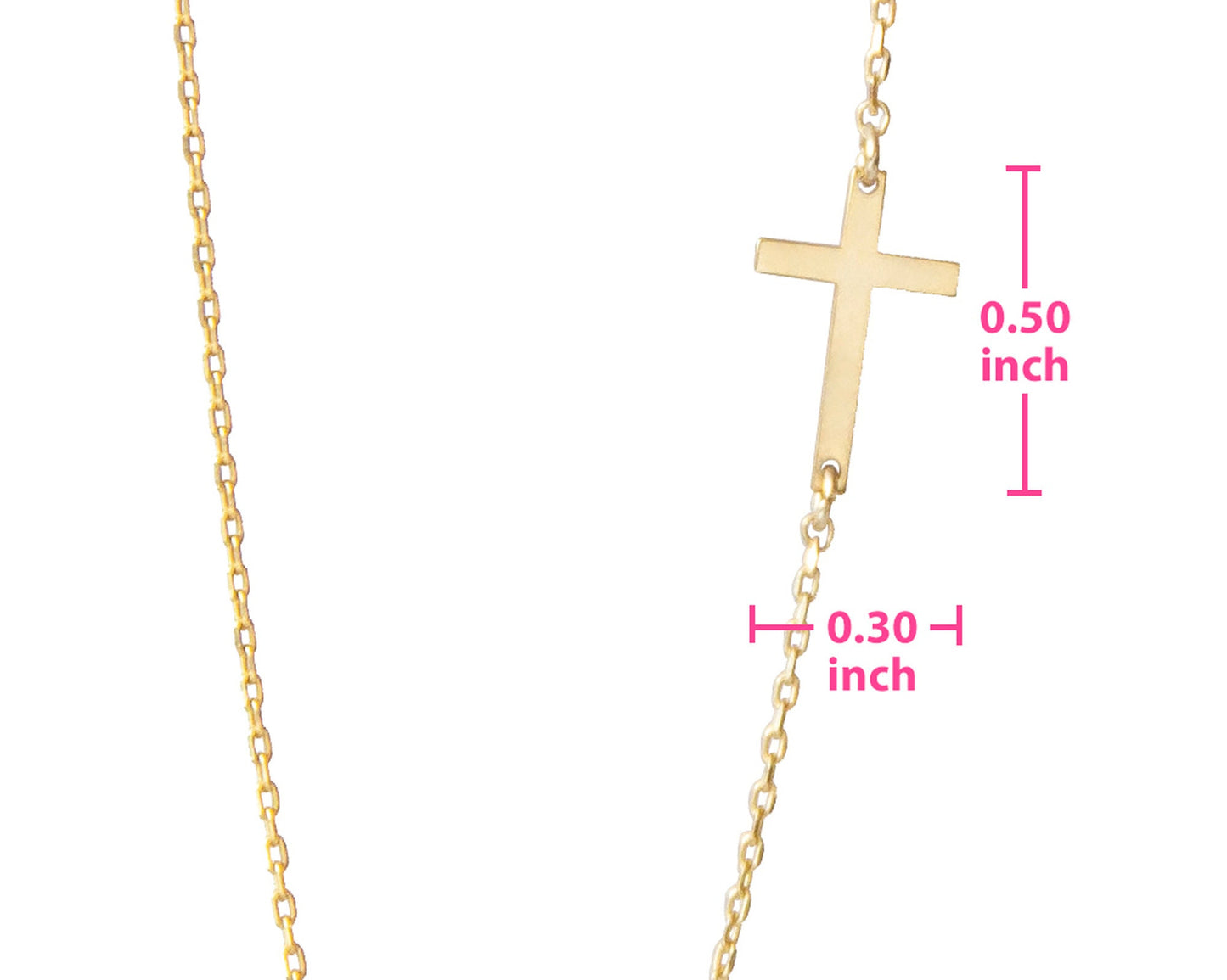14K Gold Sideways Cross Necklace