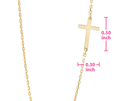 14K Gold Inspirational Sideways Cross Necklace - A Unique Symbol of Faith