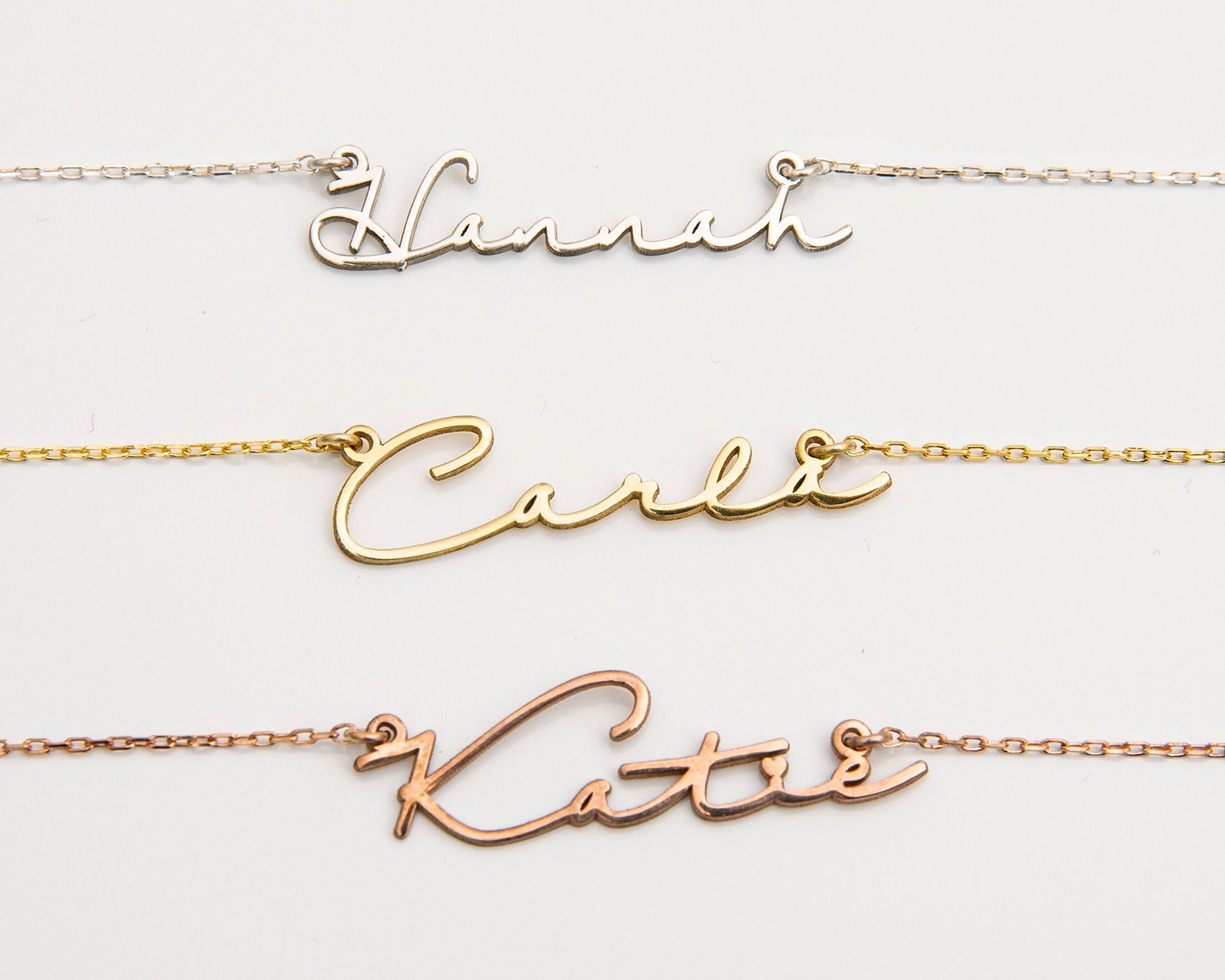 Signature Name Necklace, Cursive Personalized Gold Name Necklace, Tiny Name Necklace, Dainty Name Necklace, Gifts for Her for Mom - silvergoldandrose