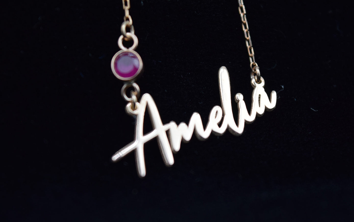 Custom Name Necklace, Personalized Name Necklace, Name Necklace with Birthstone, Custom Name Choker with Birthstone, Everyday Name Necklace - silvergoldandrose
