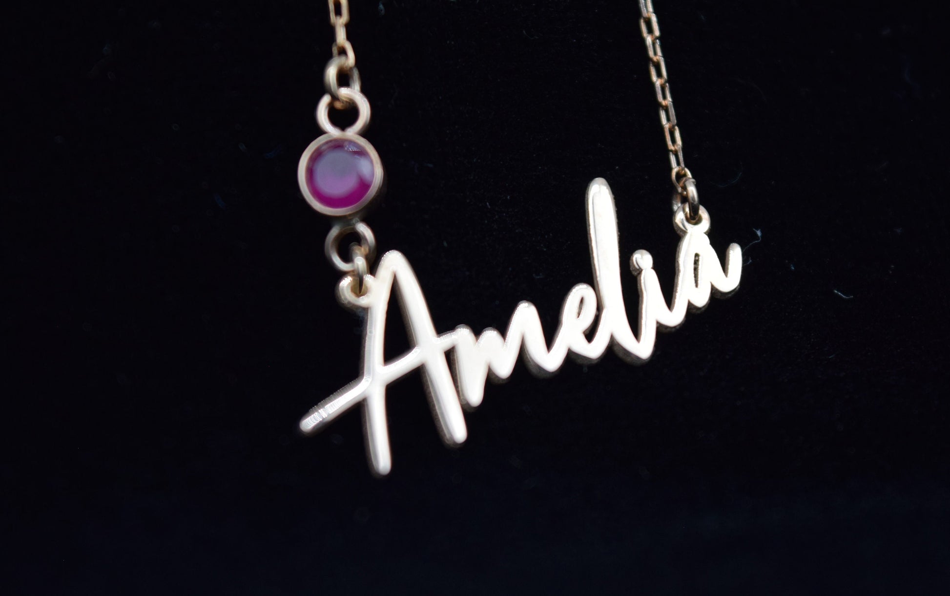 Custom Name Necklace, Personalized Name Necklace, Name Necklace with Birthstone, Custom Name Choker with Birthstone, Everyday Name Necklace - silvergoldandrose