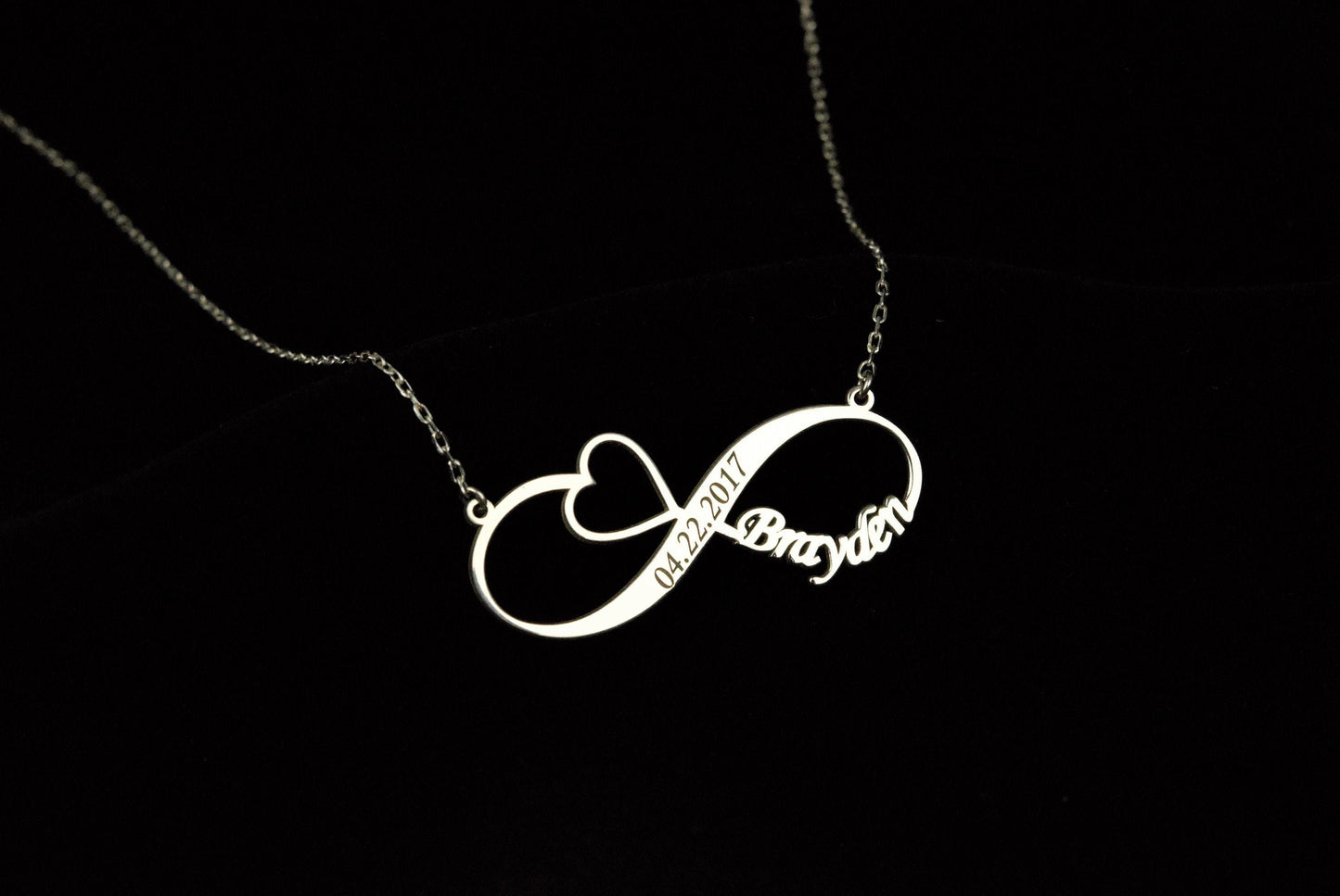 Handmade Infinity Name Necklace • Name Necklace With Heart • Infinity Necklace With Heart • Personalized Necklace • Love Necklace - silvergoldandrose