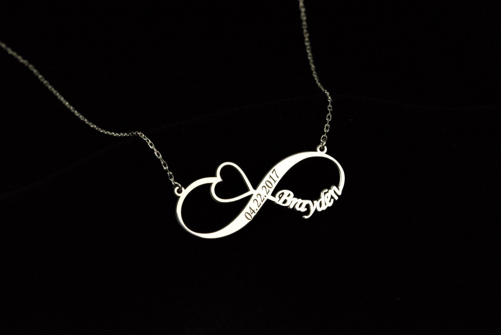 Handmade Infinity Name Necklace • Name Necklace With Heart • Infinity Necklace With Heart • Personalized Necklace • Love Necklace - silvergoldandrose