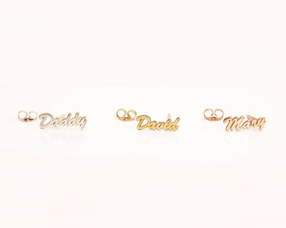 Custom Name Earrings, Personalized Earrings Silver, Stud Earrings, Name Earrings Solid Gold, Dainty Earrings Studs, Customized Gift for Her - silvergoldandrose