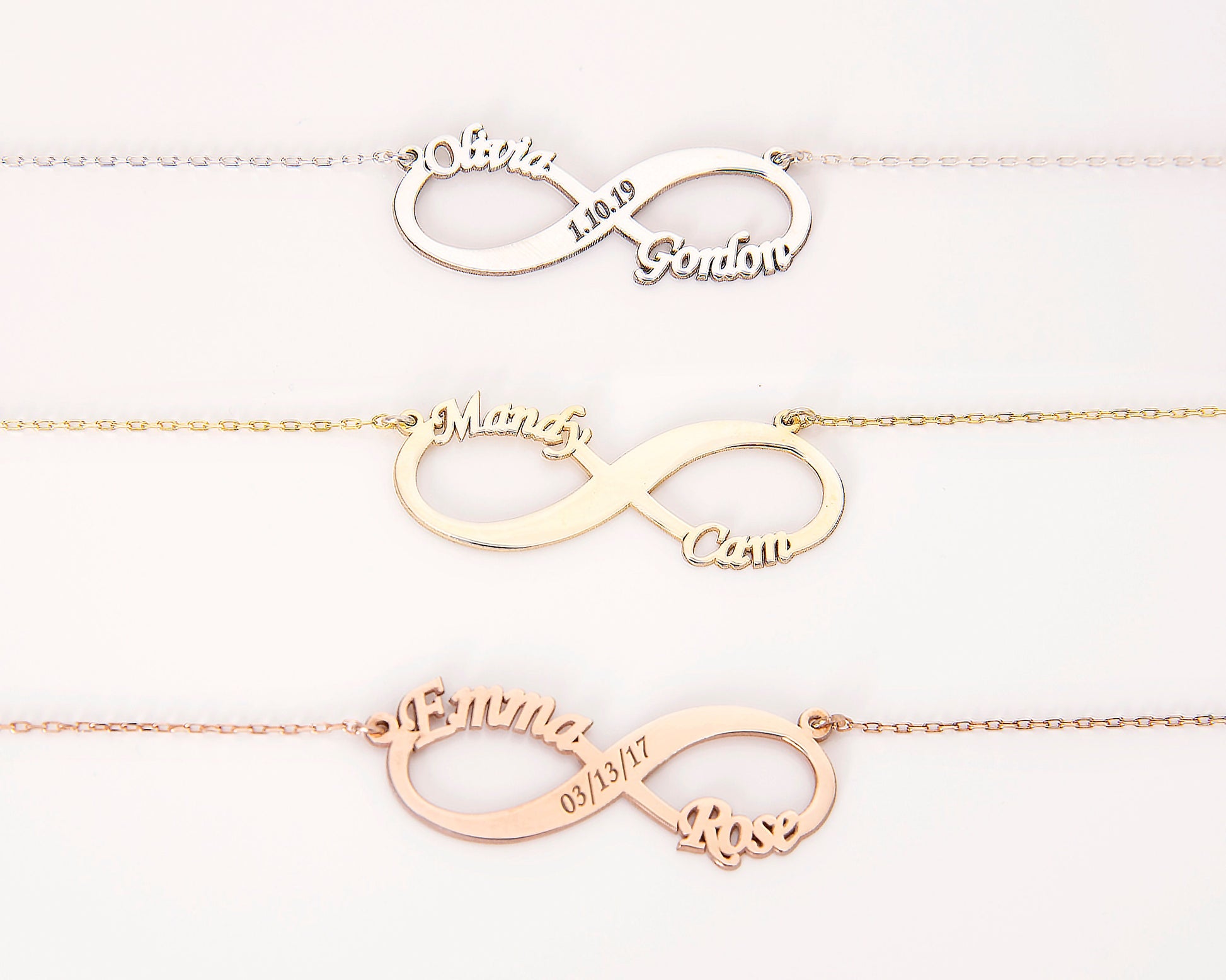 Infinity Name Necklace, Custom Jewelry • Infinity Necklaces with Birthstones • Personalized Infinity Jewelry for Women - silvergoldandrose