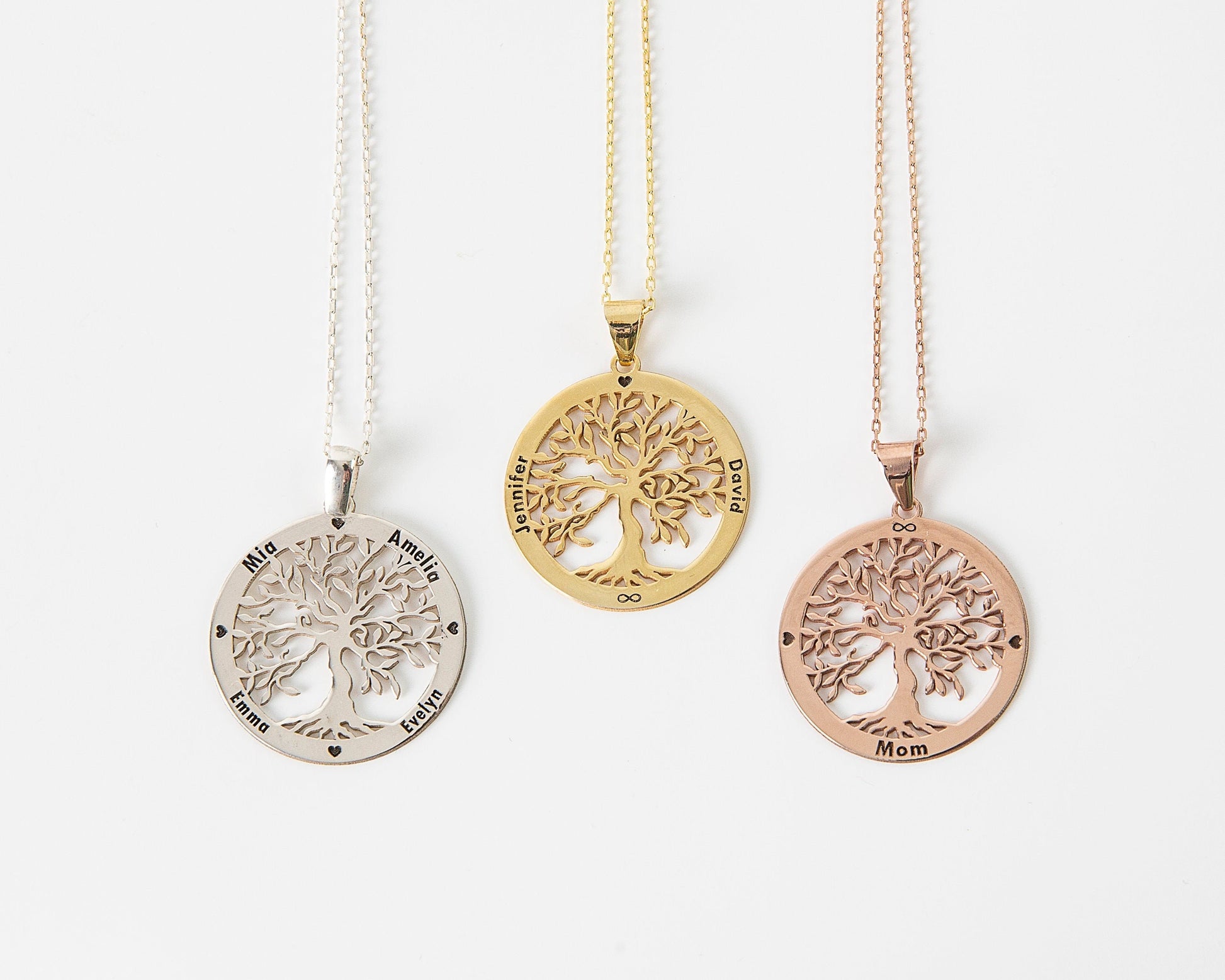 Tree Of Life Necklace, Custom Family Tree Necklace with Birthstone • Personalized Jewelry Gifts • Family Name Necklace by NecklaceDreamWorld - silvergoldandrose