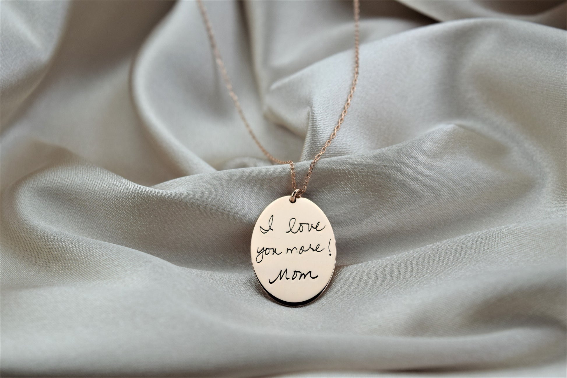 Actual Fingerprint Necklace, Memorial Jewelry Necklace in Sterling Silver • Oval Fingerprint Jewelry • Fingerprint and Handwriting Necklace - silvergoldandrose