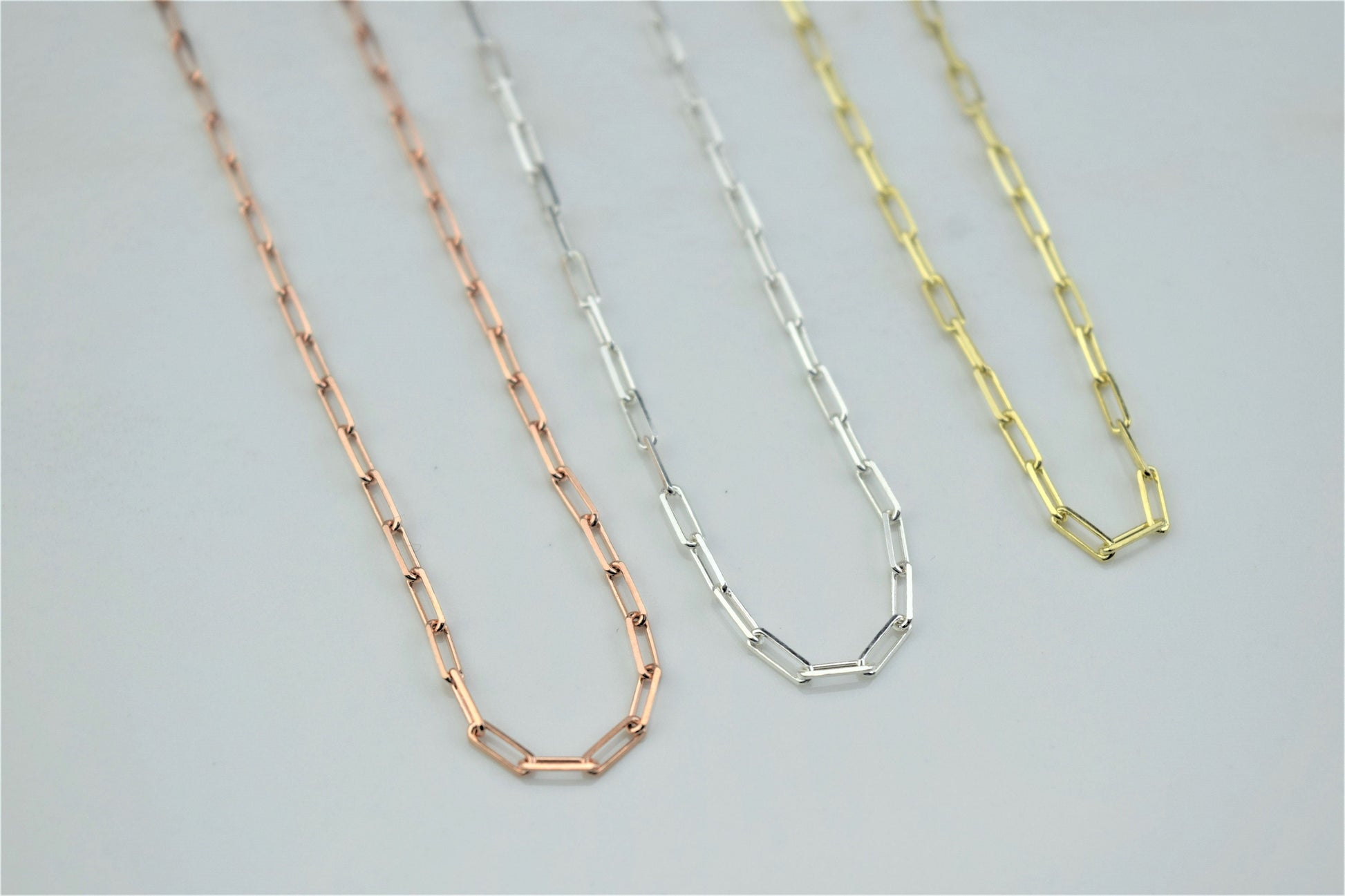 Dainty Layering Link Chain Necklaces • Layered Small Paper Clip Necklace • Sterling Silver, Gold and Rose Gold Jewelry by NecklaceDreamWorld - silvergoldandrose