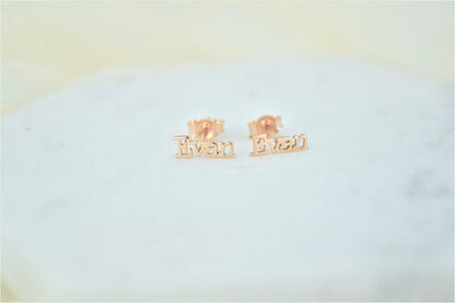 Personalized Everyday Name Earrings Stud 18K Gold Fillled • Custom Name Earring Stud • Earrings with Name - silvergoldandrose