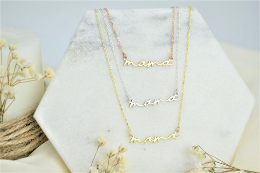 Mama Necklace • Mom Necklace • Mothers Necklace • 925 Sterling Silver, Gold and Rose Gold • Gift for Wife • Ready to Ship Gifts for Her - silvergoldandrose