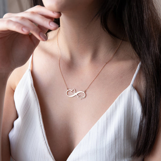 Handmade Infinity Name Necklace • Name Necklace With Heart • Infinity Necklace With Heart • Personalized Necklace • Love Necklace - silvergoldandrose