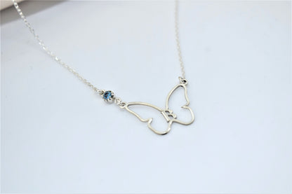 Personalized Butterfly Necklace • Initial Handmade Butterfly Jewelry with Birthstone • Silver, Gold, Rose Gold - silvergoldandrose