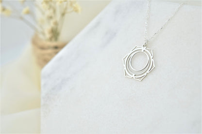 Sacral Chakra Necklace, Svadhisthana Yoga Symbol Jewelry • Handmade Chakra • Hindu Necklace • Yoga Chakra • Seven Chakra Symbol Jewelry - silvergoldandrose