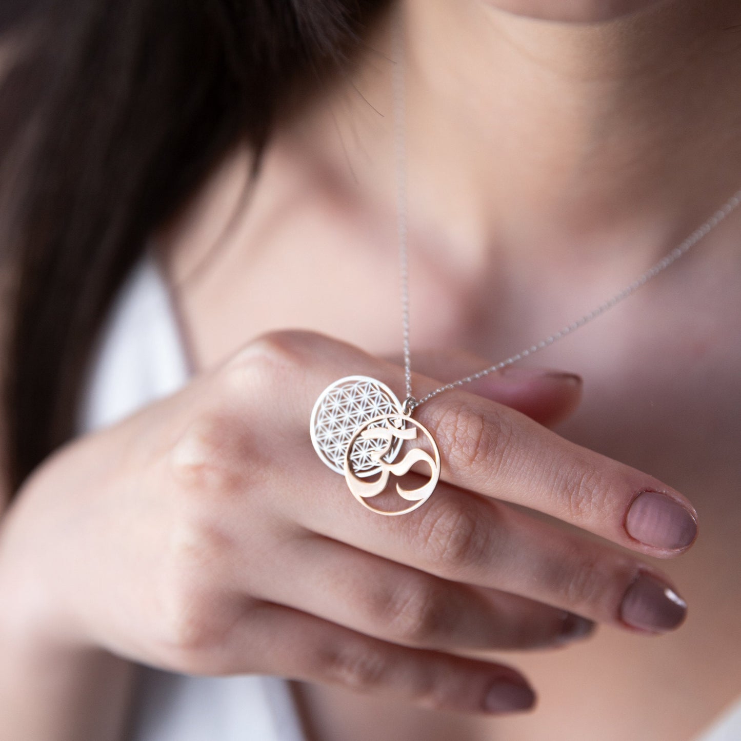 Flower Of Life Necklace • Om Necklace • Lotus Necklace • Flower of Life Pendant • Dainty Yoga Necklace • Lotus Necklace Sterling Silver - silvergoldandrose
