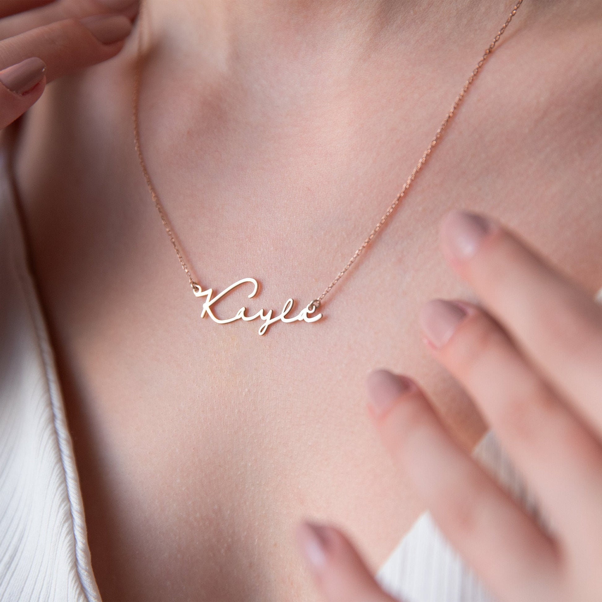 Custom Personalized Dainty Signature Name Necklace, Sterling Silver Handmade Name Jewelry Gold, Rose Gold Name Necklace - silvergoldandrose