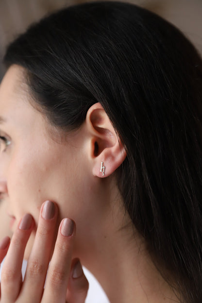 SilverGoldandRose Personalized Initial Earrings - Dainty Silver Studs for Her, Custom Old English Design