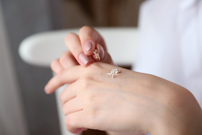 SilverGoldandRose Personalized Initial Earrings - Dainty Silver Studs for Her, Custom Old English Design