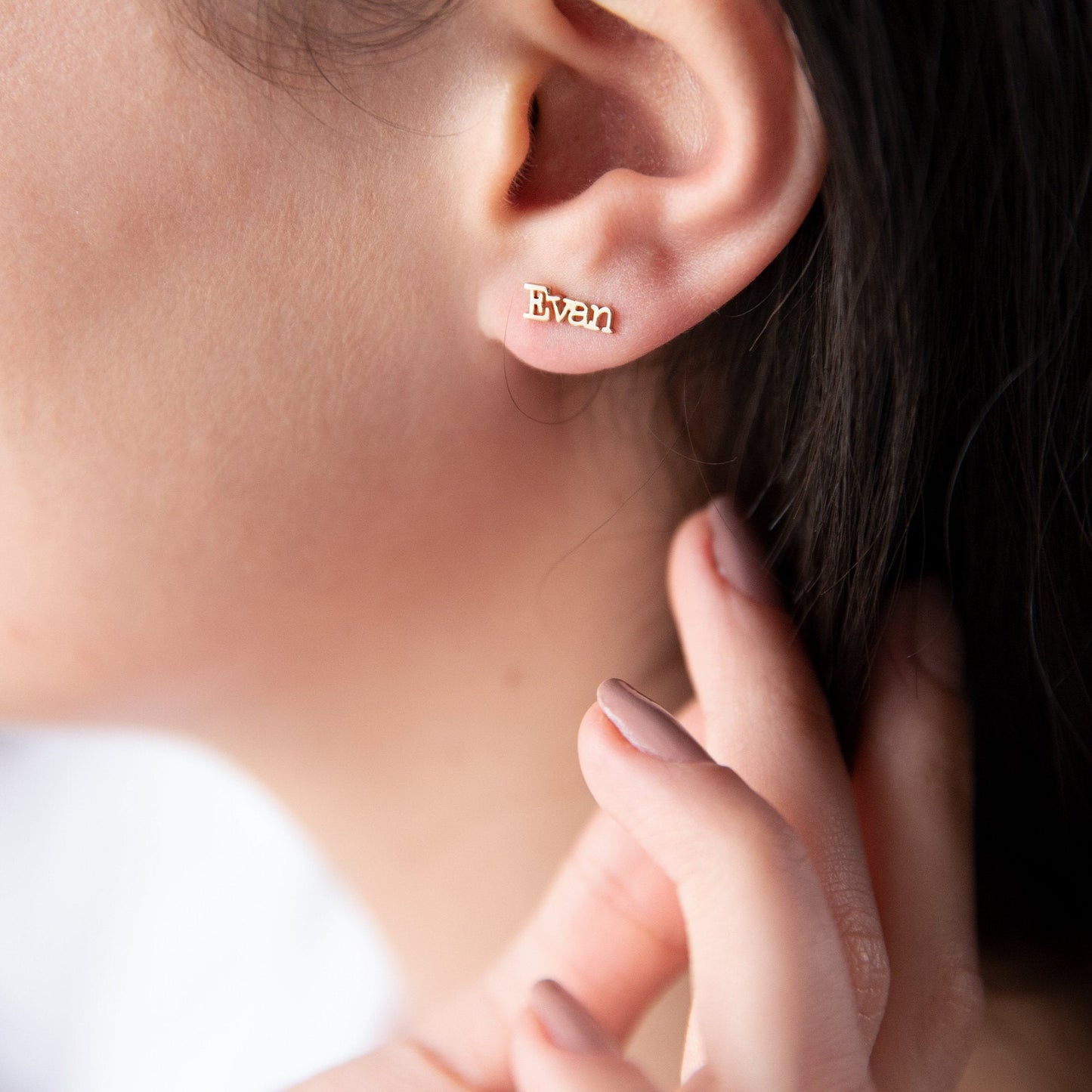 Personalized Everyday Name Earrings Stud 18K Gold Fillled • Custom Name Earring Stud • Earrings with Name - silvergoldandrose