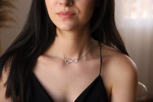 Personalized Infinity Name Necklace, Family Infinity Necklace, Infinity Necklace with Names,Silver Infinity Necklace, Gold Infinity Necklace - silvergoldandrose