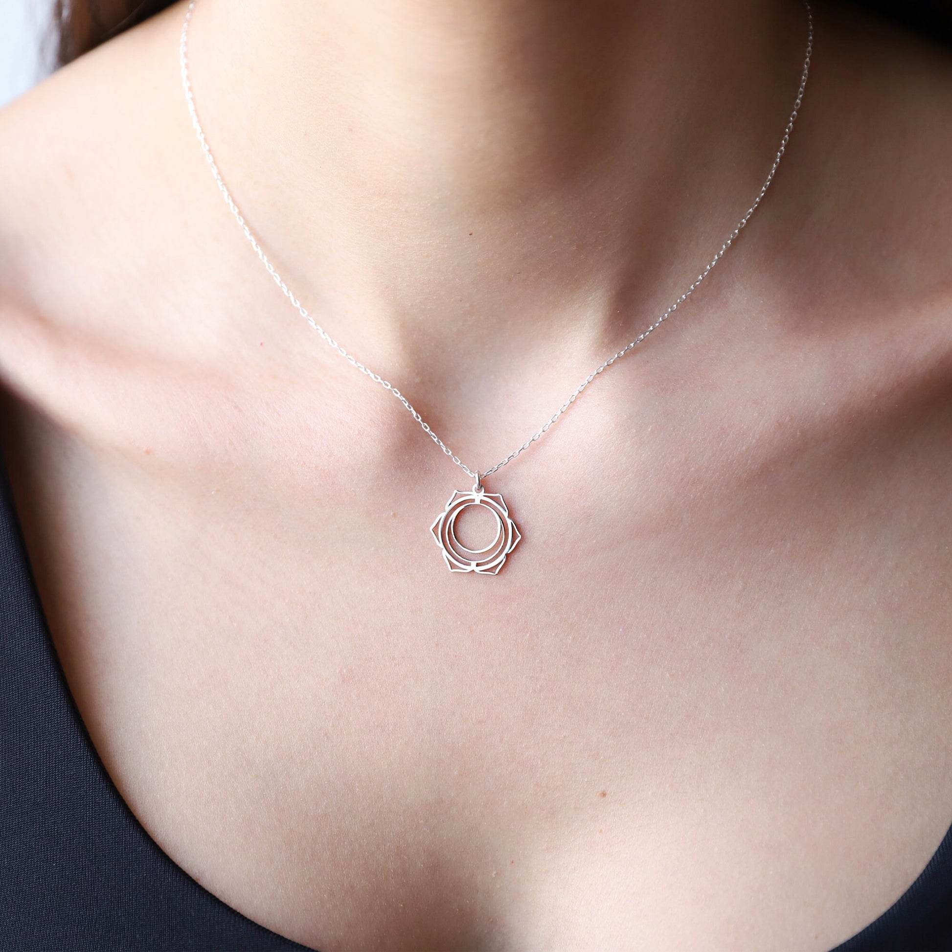 Sacral Chakra Necklace, Svadhisthana Yoga Symbol Jewelry • Handmade Chakra • Hindu Necklace • Yoga Chakra • Seven Chakra Symbol Jewelry - silvergoldandrose