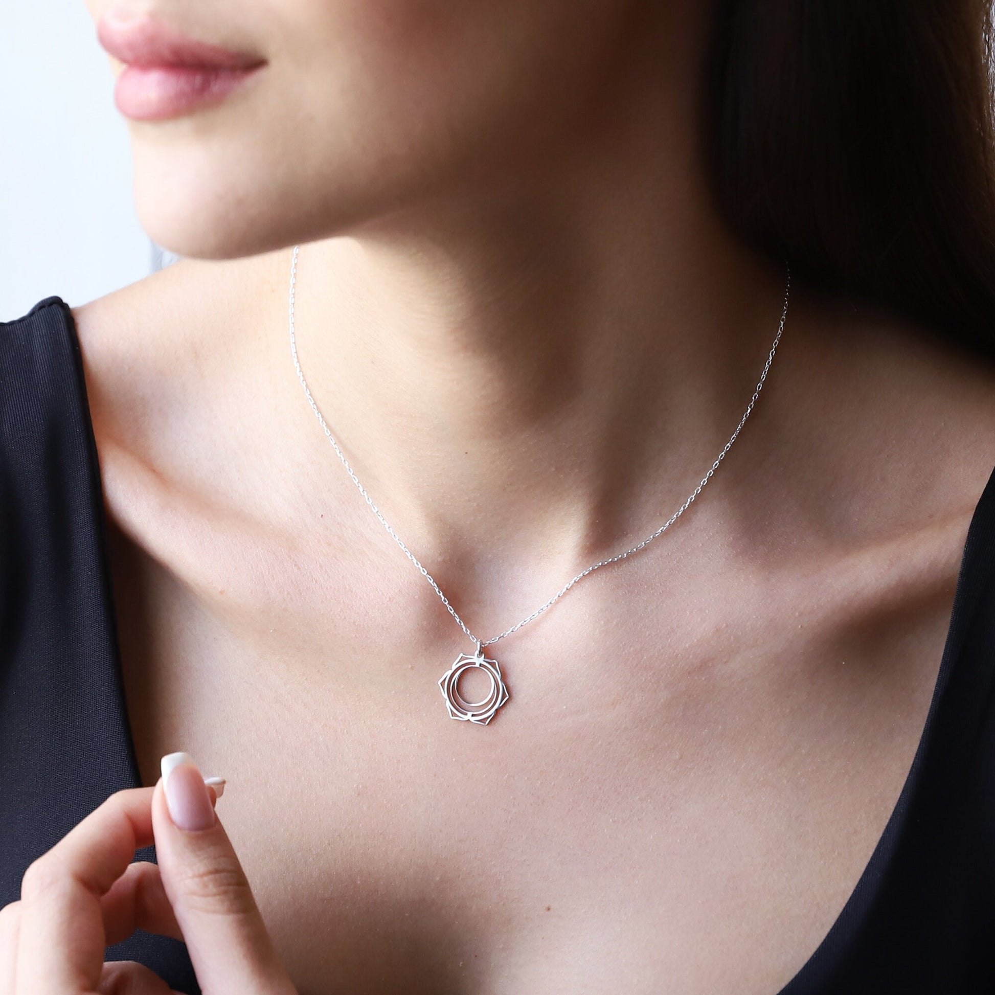Sacral Chakra Necklace, Svadhisthana Yoga Symbol Jewelry • Handmade Chakra • Hindu Necklace • Yoga Chakra • Seven Chakra Symbol Jewelry - silvergoldandrose