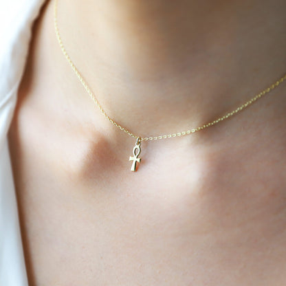 Minimal Ankh Necklace, Ancient Symbol Pendant • Egyptian Ankh Jewelry • Ankh Pendant Sterling Silver • Ankh Symbol of Life • Ankh Jewelry - silvergoldandrose