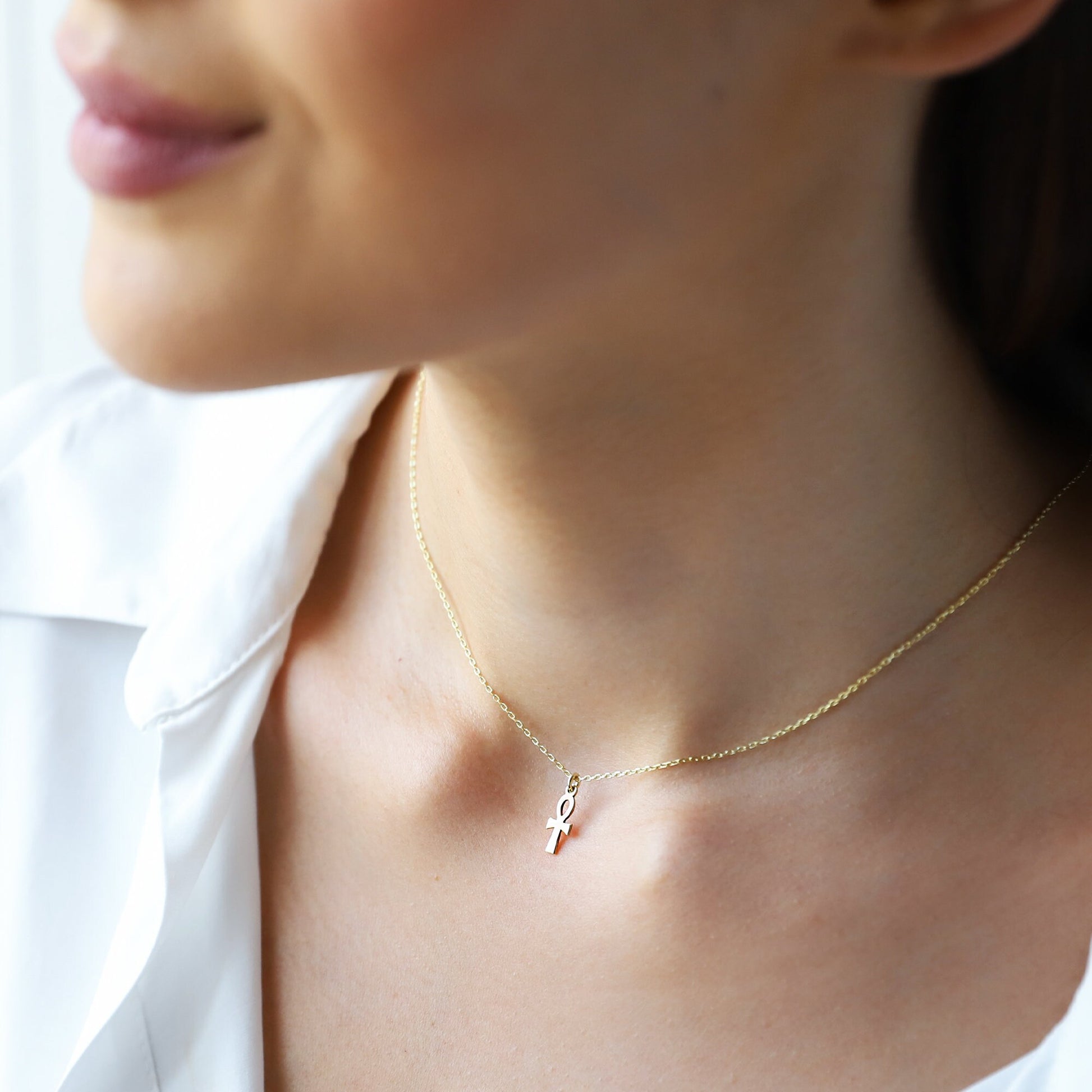 Minimal Ankh Necklace, Ancient Symbol Pendant • Egyptian Ankh Jewelry • Ankh Pendant Sterling Silver • Ankh Symbol of Life • Ankh Jewelry - silvergoldandrose