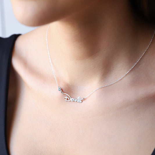 Comics Name Necklace with Birthstone for Daughters | Minimalist Amethyst Name Necklace | Personalized Jewelry | Birthday Gift - silvergoldandrose