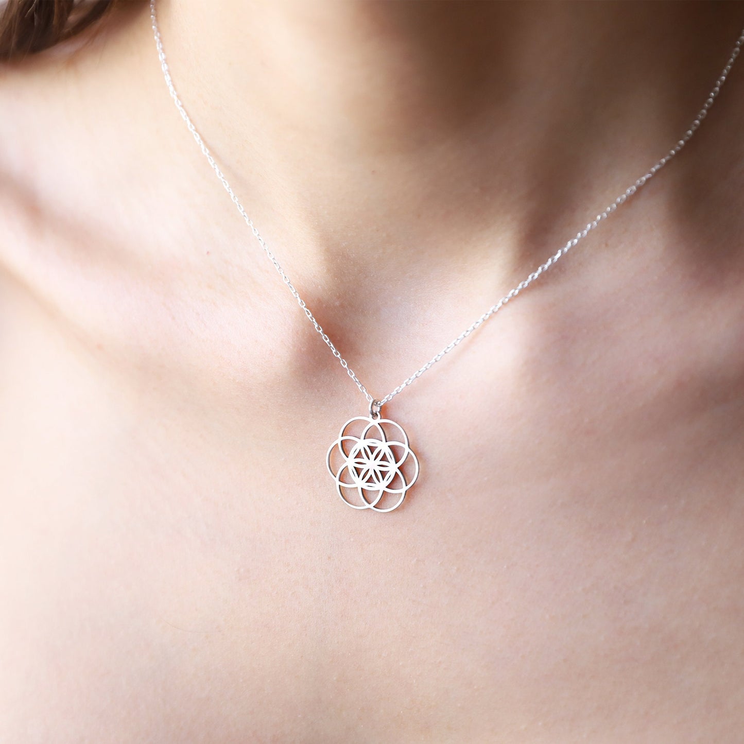 Flower Seed Of Life Pendant Necklace
